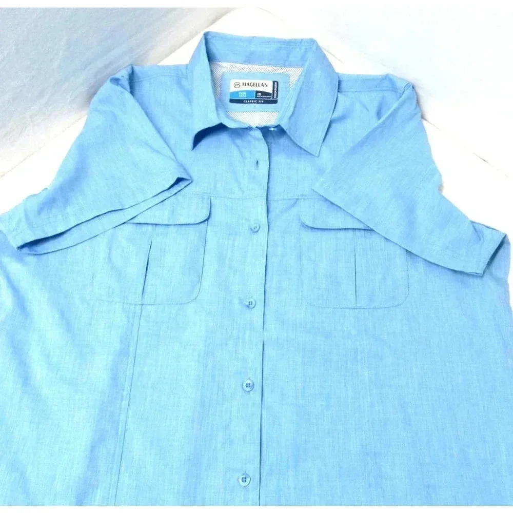 Magellan Outdoors Mens Shirt Fish Gear Classic Fit Moisture Wicking Size 1X Blue - Picture 5 of 7